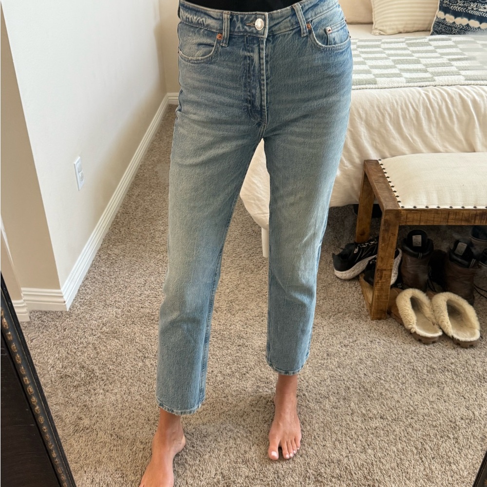 Zara straight leg medium wash Jeans